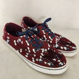 Disney‎ Mickey Mouse Women’s Sneakers Canvas Tennis Shoes WOMENS SZ 9 Burgundy